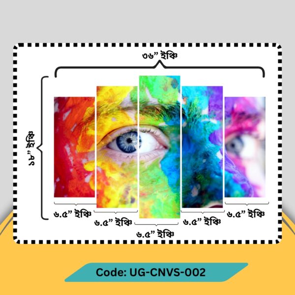 Wall Canvas 5 Panel Abstract Multicolor Face Art | আধুনিক ঘরের জন্য প্রিমিয়াম ফেইস আর্ট ক্যানভাস